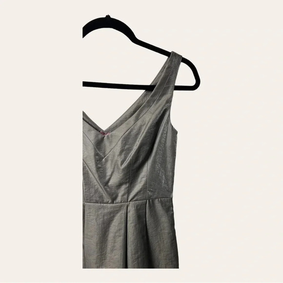 1093. ANTHROPOLOGIE YOANA BARASCHI KNEE LENGTH DRESS SIZE 2 METALLIC TOUPE - Picture 2 of 11